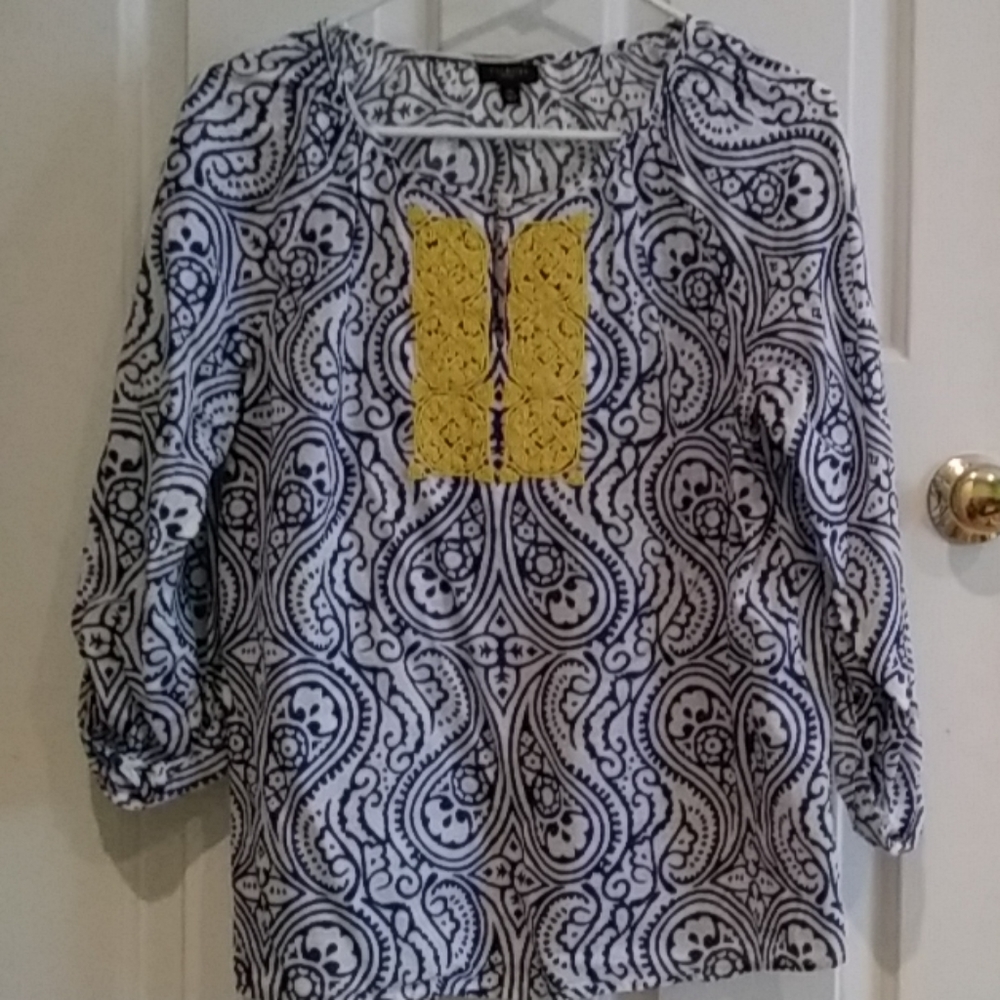 Talbots Petites Beaded Blouse Medium